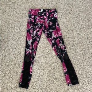 Pink black and white see through workout pants
